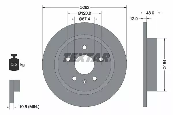 TEXTAR 92222903 Гальмівні диски