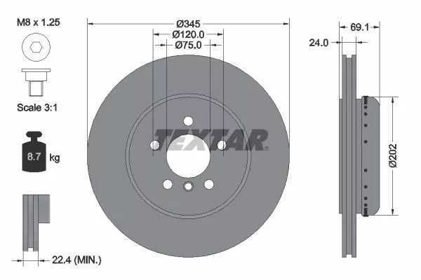 TEXTAR 92253925 Тормозные диски