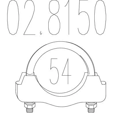 02.8150 Хомут выхлопной системы U-образный (М10, Диаметр 54 мм)