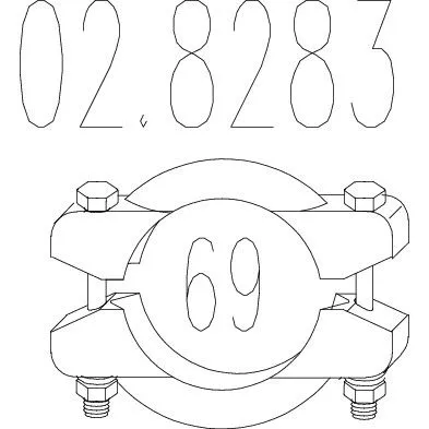 02.8283 Хомут выхлопной системы биконический (Диаметр 69 мм)