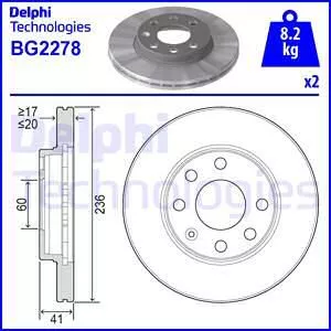 DELPHI BG2278 Тормозные диски