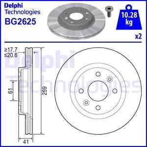 DELPHI BG2625 Гальмівні диски