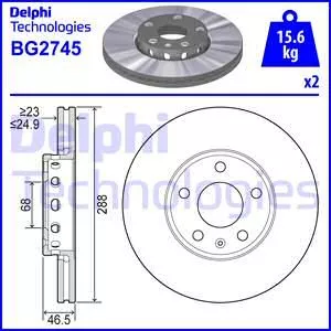 DELPHI BG2745 Тормозные диски
