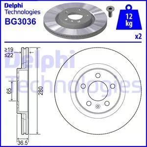 DELPHI BG3036 Тормозные диски