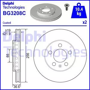 DELPHI BG3208C Гальмівні диски