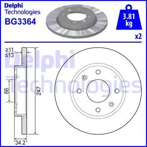 Delphi BG3364 Гальмівні диски