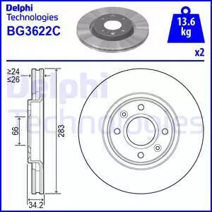 Delphi BG3622 Гальмівні диски