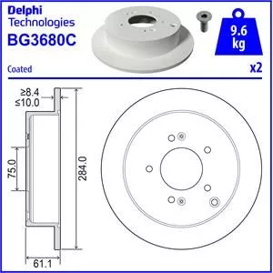 DELPHI BG3680C Тормозные диски