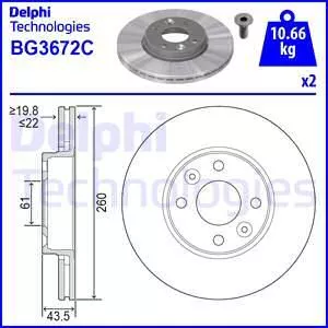 DELPHI BG3762 Тормозные диски