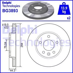 DELPHI BG3893 Тормозные диски