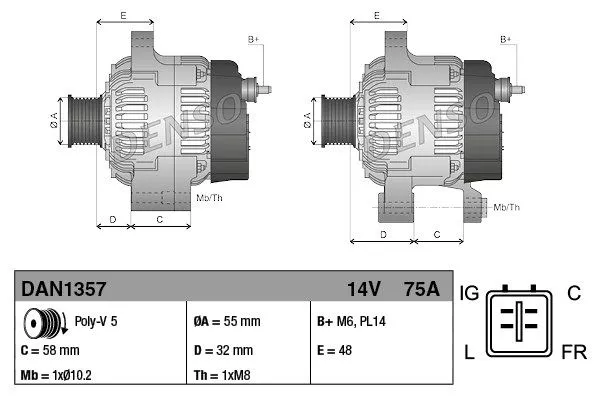 Denso DAN1357 Генератор