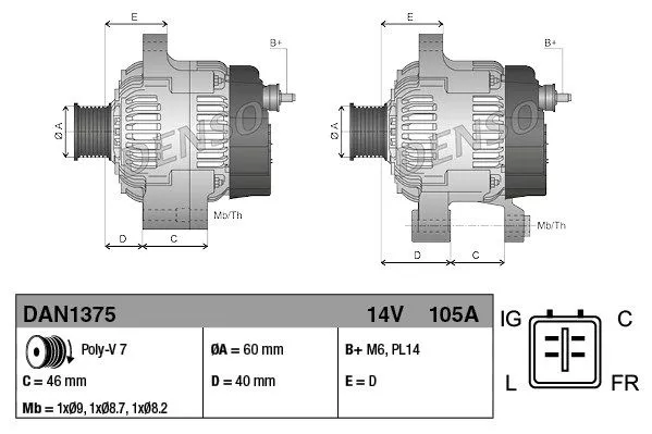 Denso DAN1375 Генератор