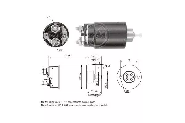 Era ZM761 Втягивающее реле стартера