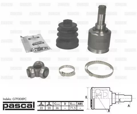 PASCAL G7F008PC ШРУС