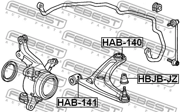 Febest HAB-140 Сайлентблок рычага
