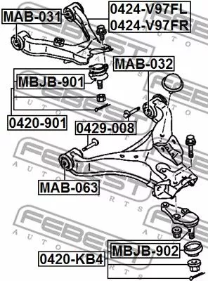 Febest MAB-063 Сайлентблок ричагу