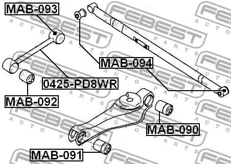 Febest MAB-092 Сайлентблок ричагу