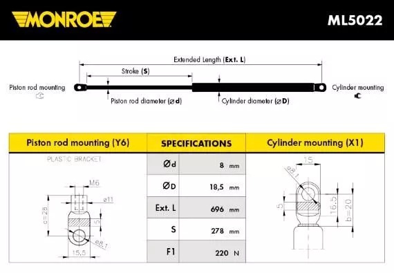 Monroe ML5022 Газовий упор багажника