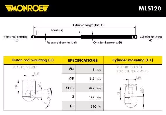 Monroe ML5120 Газовий упор багажника