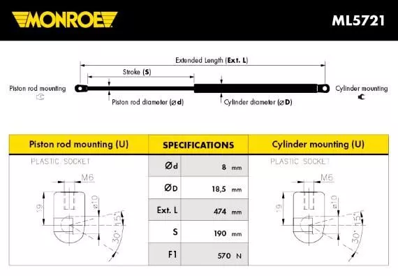 Monroe ML5721 Газовый упор багажника