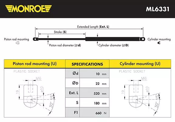 Monroe ML6331 Газовий упор багажника