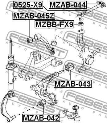 Febest MZAB-044 Сайлентблок ричагу