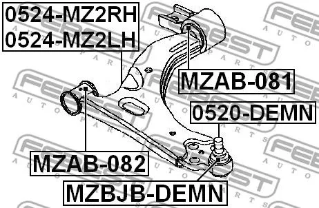 Febest MZAB-081 Сайлентблок рычага