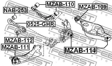 Febest MZAB-112 Сайлентблок рычага
