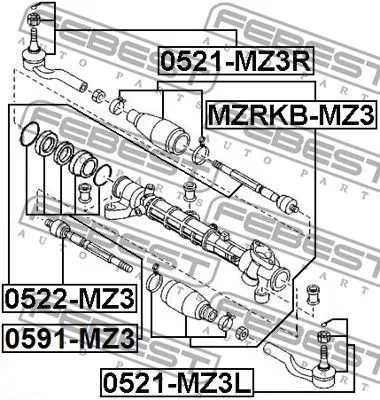 Febest MZRKB-MZ3 Пильник рульової рейки