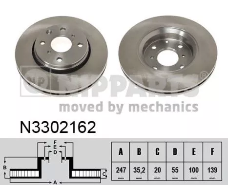 Nipparts N3302162 Тормозные диски