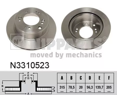 Nipparts N3310523 Гальмівні диски