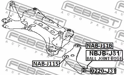 Febest NAB-J11B Сайлентблок ричагу