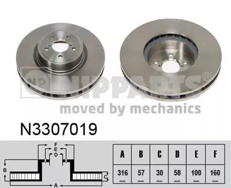 Nipparts N3307019 Тормозные диски