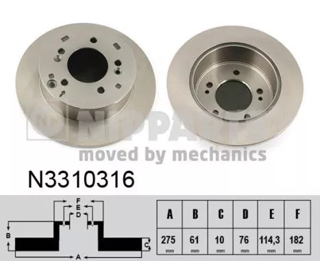 Nipparts N3310316 Гальмівні диски