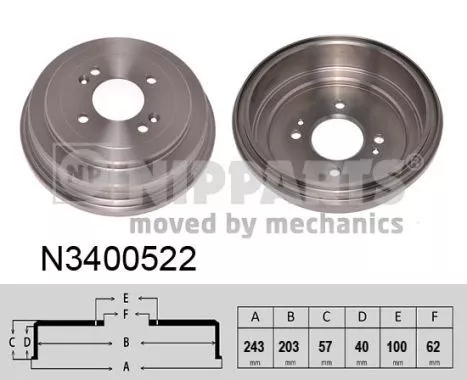 Nipparts N3400522 Тормозной барабан