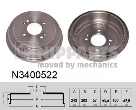 Nipparts N3400522 Тормозной барабан