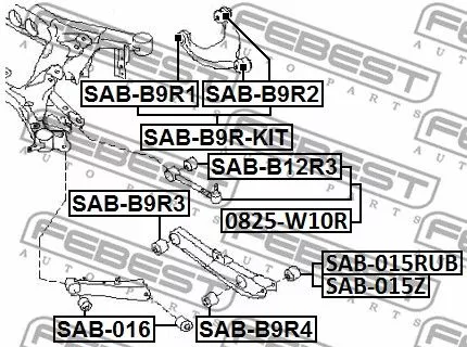 Febest SAB-B9R1 Сайлентблок ричагу