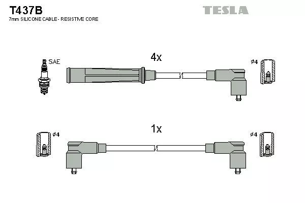 TESLA T437B Провода зажигания