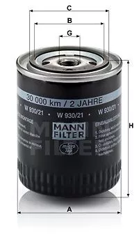MANN-FILTER W930/21 Масляный фильтр